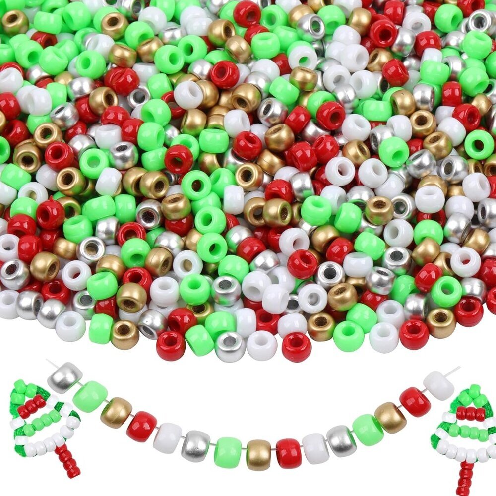 Pony Beads 1000 Pcs Plastic Beads for Bracelet Friendship Bracelets Beads for Ha